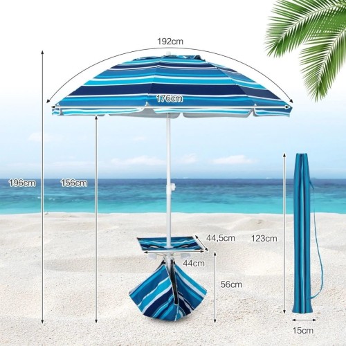 Parasol plażowy ze stolikiem 176 x 196
