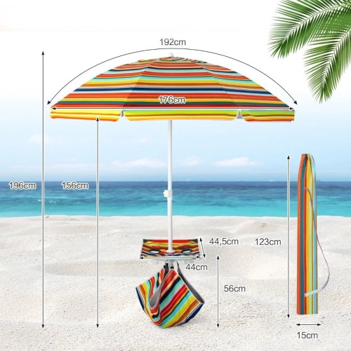 Parasol plażowy ze stolikiem 176 x 196 cm