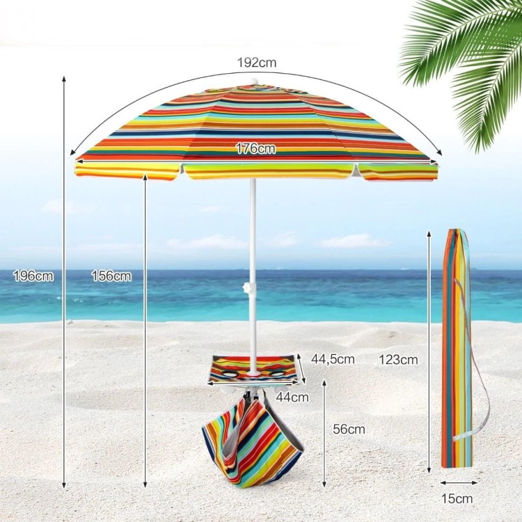 Parasol plażowy ze stolikiem 176 x 196 cm