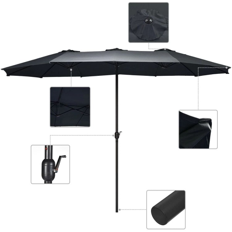 Podwójny parasol ogrodowy na taras 460 cm Szary