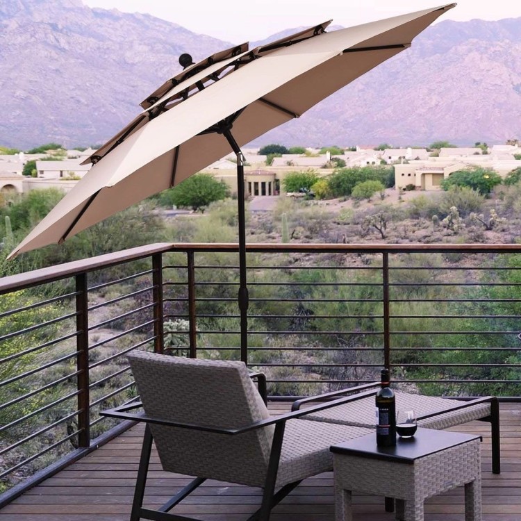 Parasol ogrodowy z systemem wentylacji 305 x 244 cm beżowy