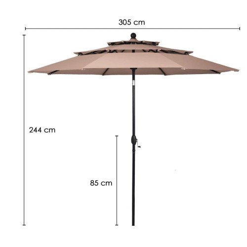 Parasol ogrodowy z systemem wentylacji 305 x 244 cm beżowy