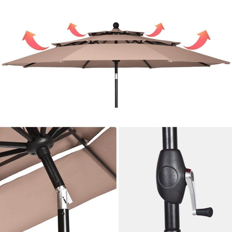 Parasol ogrodowy z systemem wentylacji 305 x 244 cm beżowy