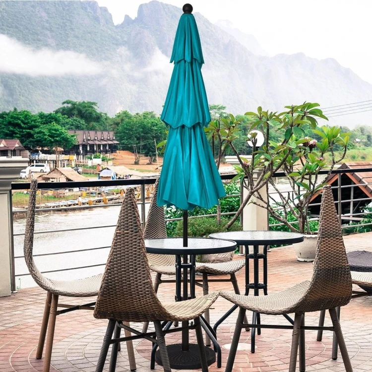 Parasol ogrodowy z systemem wentylacji 305 x 244 cm niebieski