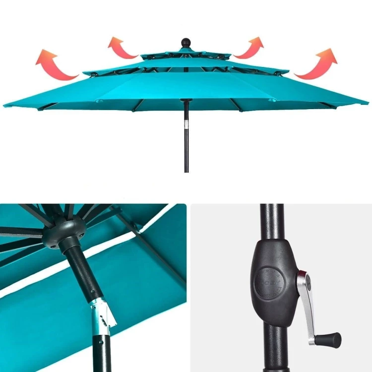 Parasol ogrodowy z systemem wentylacji 305 x 244 cm niebieski