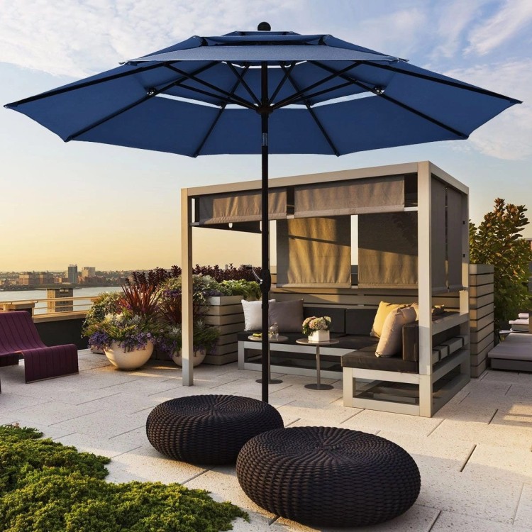 Parasol ogrodowy z systemem wentylacji 305 x 244 cm granatowy
