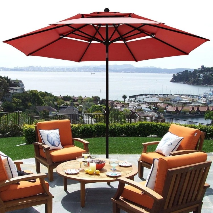 Parasol ogrodowy z systemem wentylacji 305 x 244 cm bordowy