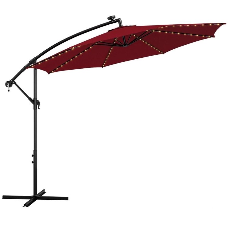 Parasol ogrodowy z solarnymi diodami led 300 cm czerwony