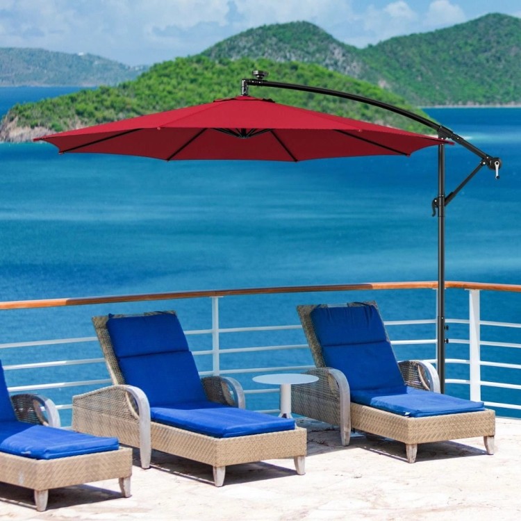Parasol ogrodowy z solarnymi diodami led 300 cm czerwony