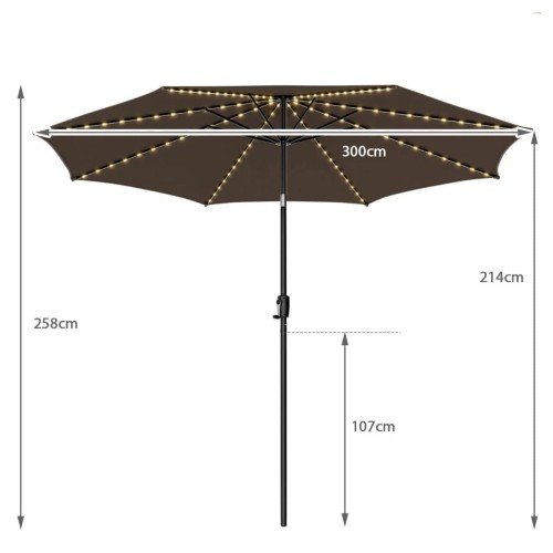 Parasol ogrodowy z solarnymi diodami led 300 cm