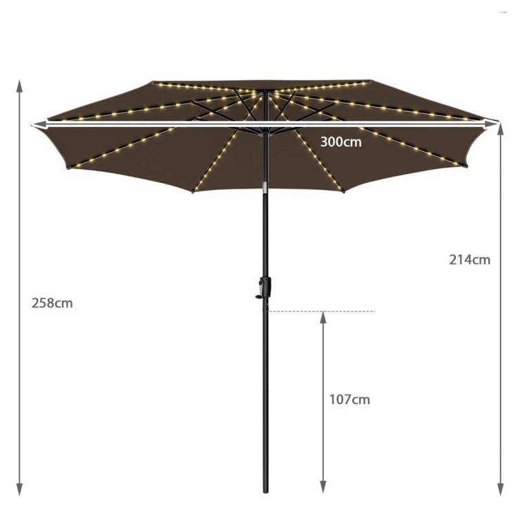 Parasol ogrodowy z solarnymi diodami led 300 cm