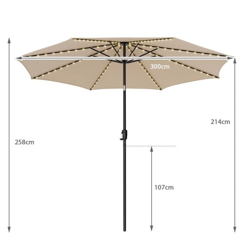 Parasol ogrodowy z solarnymi diodami led 300 cm
