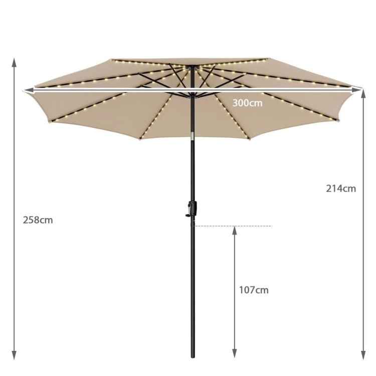 Parasol ogrodowy z solarnymi diodami led 300 cm