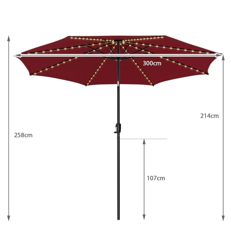 Parasol ogrodowy z solarnymi diodami led 300 cm