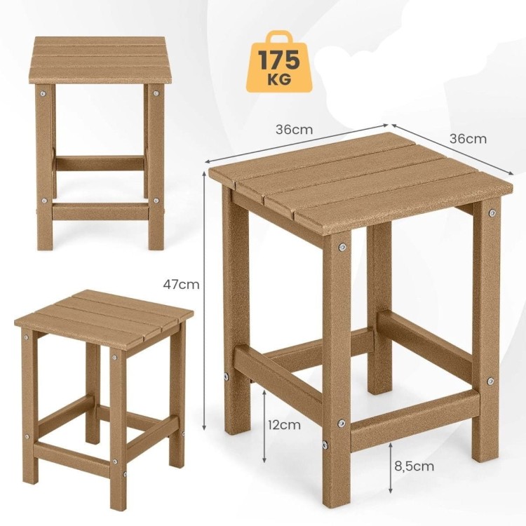Mały kwadratowy stolik ogrodowy 36 cm brązowy