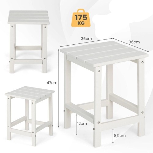 Mały kwadratowy stolik ogrodowy 36 cm biały