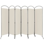 Parawan 6-panelowy 331x188 cm beżowy
