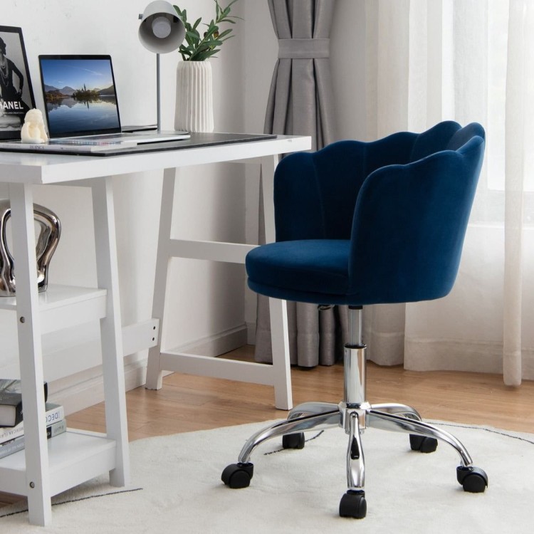 Biurowe krzesło obrotowe z ergonomicznym podparciem niebieskie