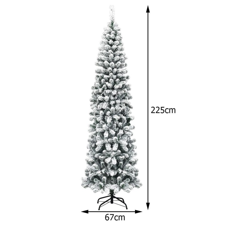 Choinka świąteczna smukła z lampkami LED 225 cm