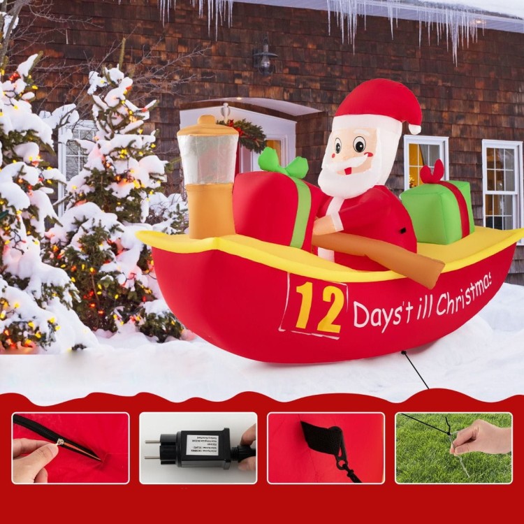 Dekoracja dmuchana Święty Mikołaj w łodzi CM24313DE