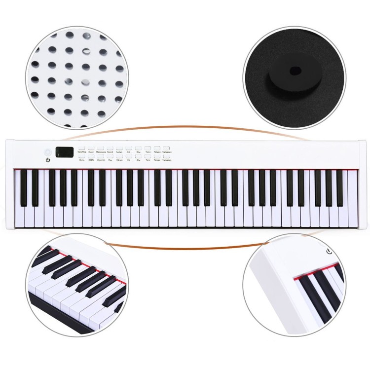 Pianino cyfrowe z futerałem 61 klawiszowe białe