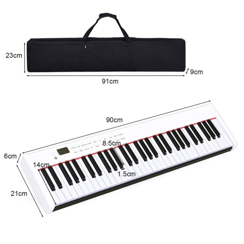 Pianino cyfrowe z futerałem 61 klawiszowe białe