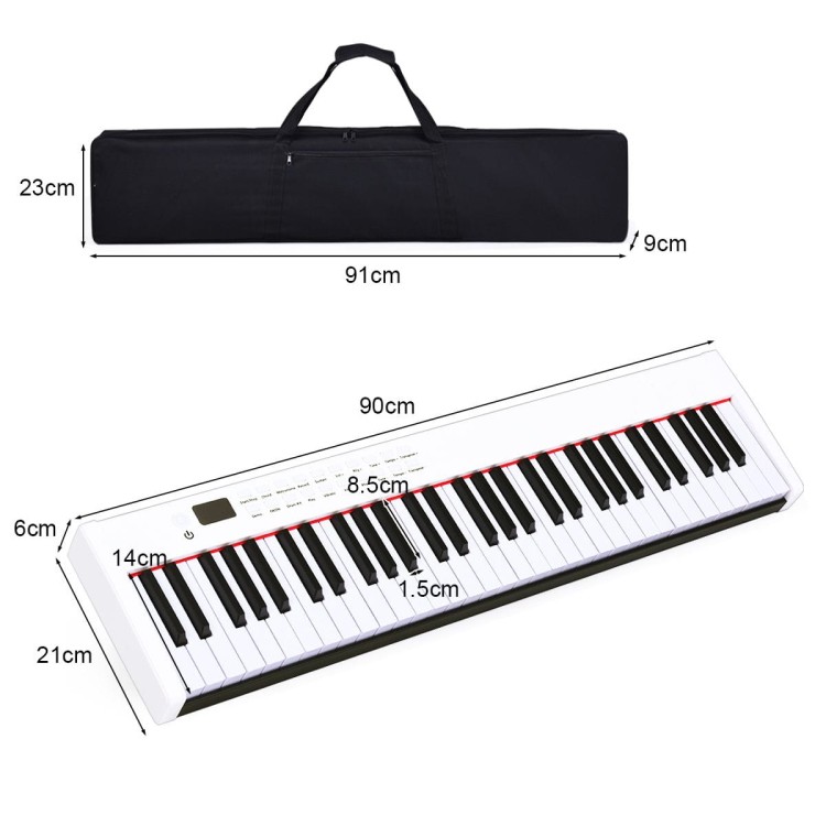 Pianino cyfrowe z futerałem 61 klawiszowe białe