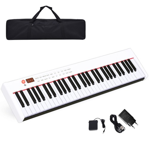 Pianino cyfrowe z futerałem 61 klawiszowe białe
