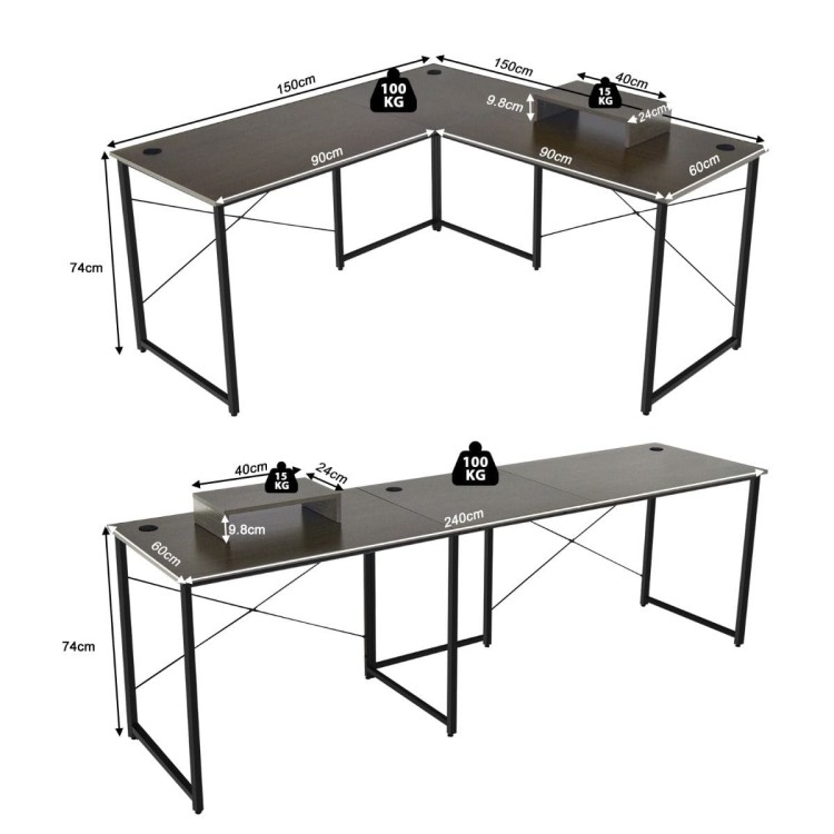 Biurko narożne 2w1 ciemnobrązowe CB10122ZS