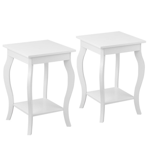Zestaw 2 eleganckich drewnianych stolików bocznych białych HW56557WH-2