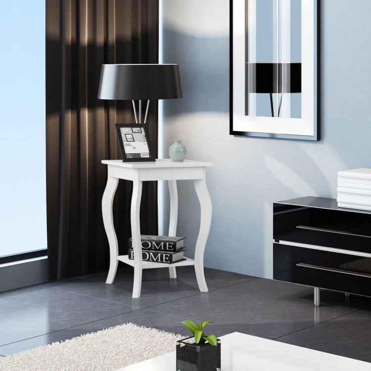 Zestaw 2 eleganckich drewnianych stolików bocznych białych HW56557WH-2