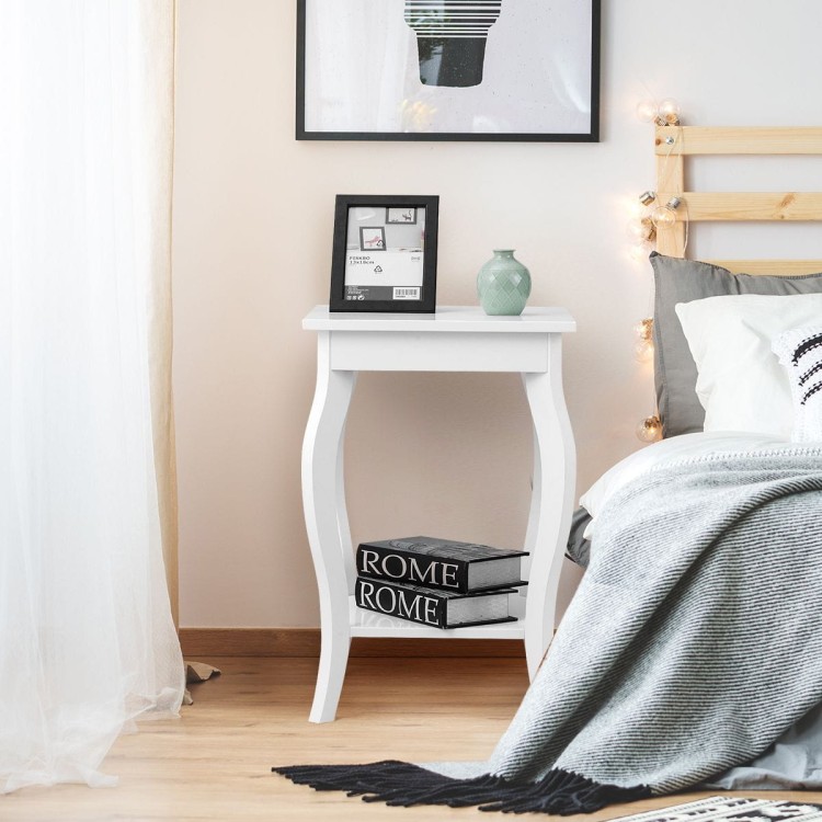 Zestaw 2 eleganckich drewnianych stolików bocznych białych HW56557WH-2