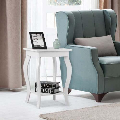 Zestaw 2 eleganckich drewnianych stolików bocznych białych HW56557WH-2