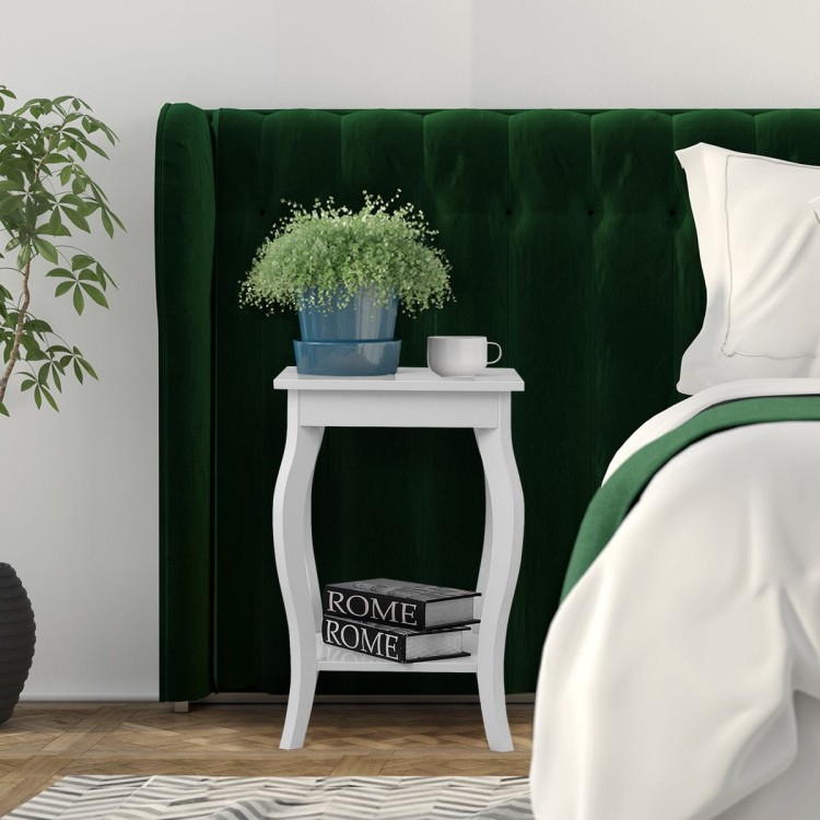 Zestaw 2 eleganckich drewnianych stolików bocznych białych HW56557WH-2