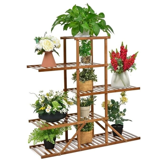 Kwietnik 5-poziomowy z drewna bambusowego 99 x 31 x 98,5 cm