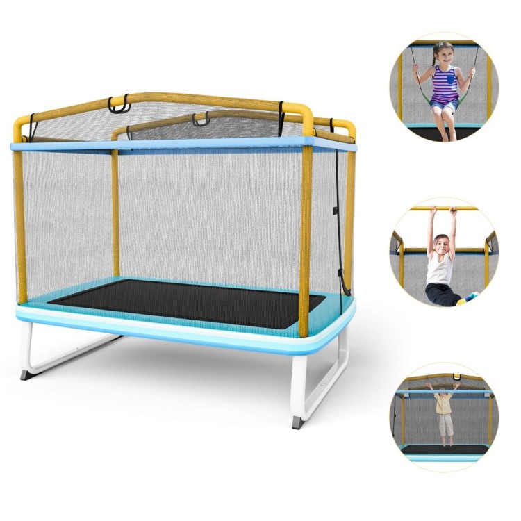 Trampolina dla dzieci z siatką zabezpieczającą żółta