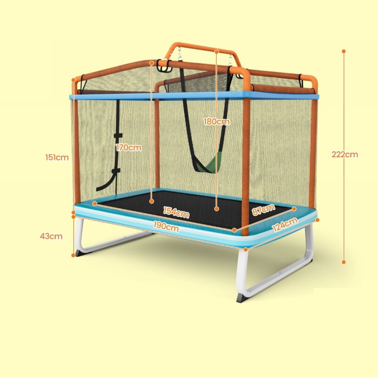 Trampolina dla dzieci z siatką zabezpieczającą pomarańczowa