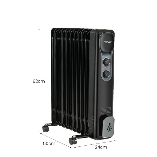 Grzejnik elektryczny olejowy 2500 W czarny