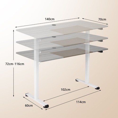 Duże biurko regulowane elektrycznie 140 x 70 x 72-116 cm