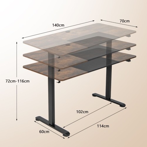 Duże biurko regulowane elektrycznie 140 x 70 x 72-116 cm