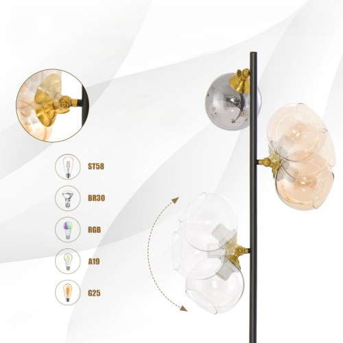 Minimalistyczna lampa podłogowa z 3 kloszami