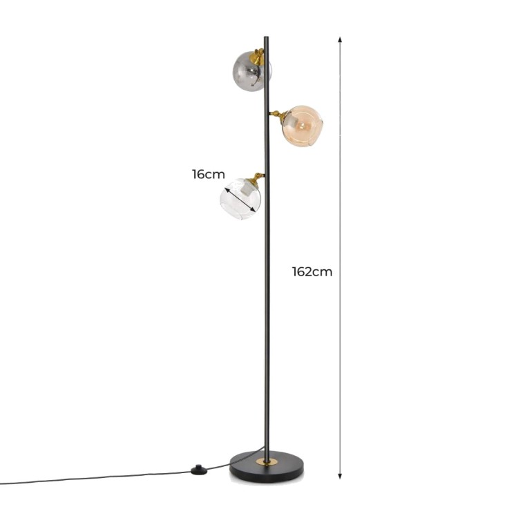 Minimalistyczna lampa podłogowa z 3 kloszami