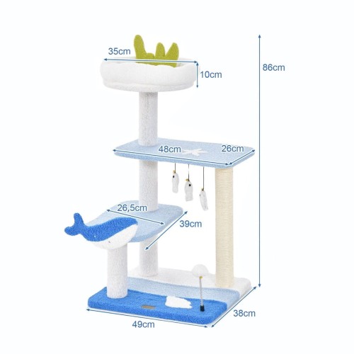 3-poziomowy drapak dla kota 86cm niebieski