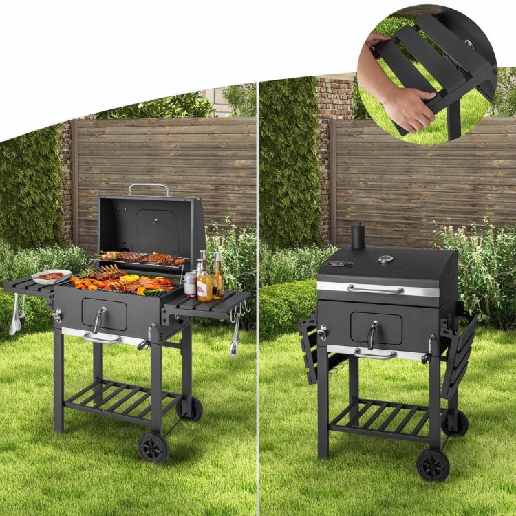 Grill na węgiel drzewny z pokrywą