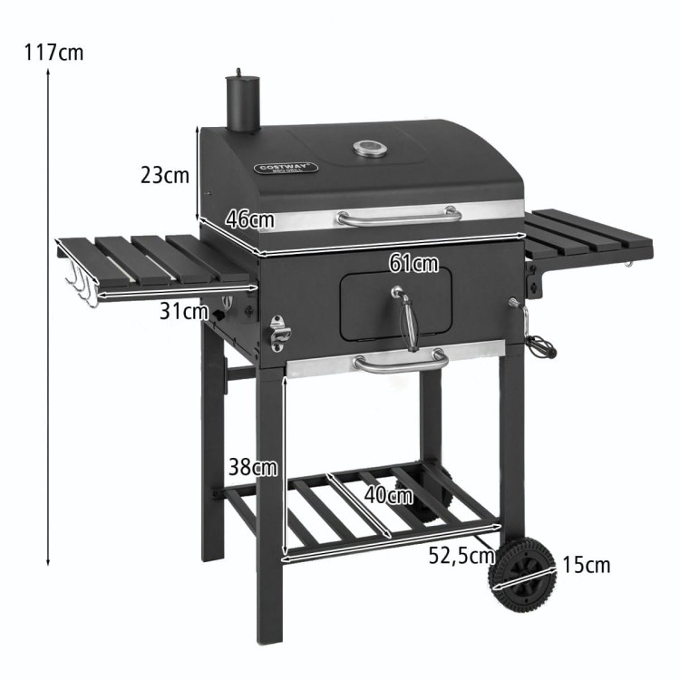 Grill na węgiel drzewny z pokrywą