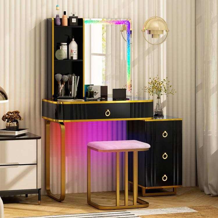 Toaletka kosmetyczna RGB ze stołkiem i szafką