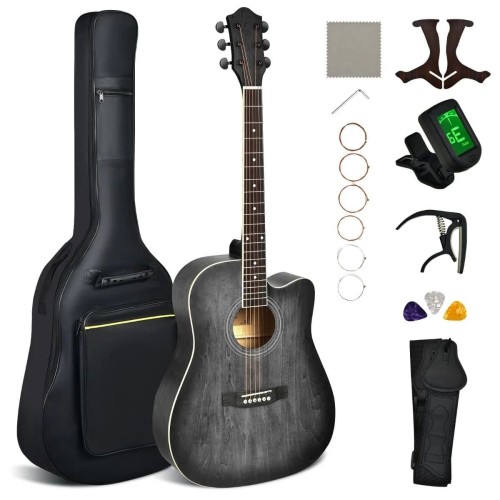 Gitara akustyczna z 9-częśćiowym zestawem akcesoriów