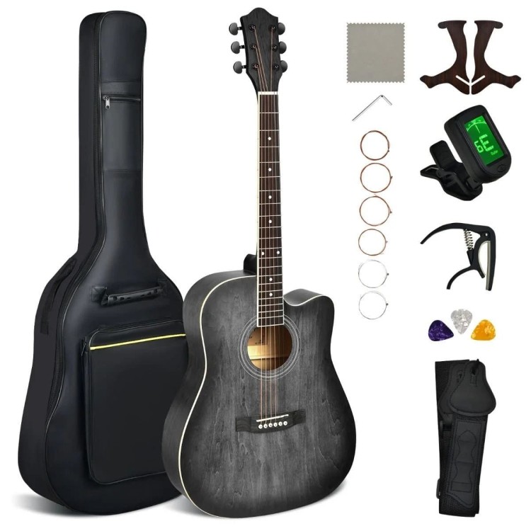Gitara akustyczna z 9-częśćiowym zestawem akcesoriów