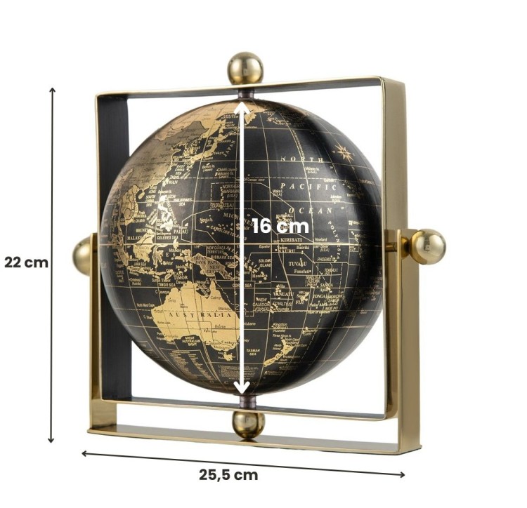 Globus w kwadratowej oprawie o średnicy 16 cm