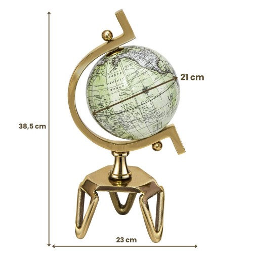 Globus na złotej podstawie o średnicy 21 cm